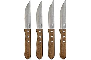 Starfrit Gourmet Bistro - Set of 4 Steak Knives - Stainless Steel Blade - Acacia Handle