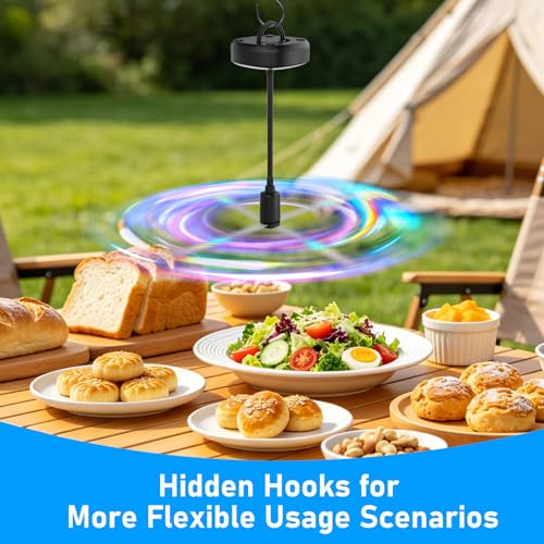 Ventilateurs Anti-Mouches pour Tables Lot de 2 Rechargeables à pales réfléchissantes des Deux côtés Portables et suspendables col Flexible 360° pales Douces avec Crochet pour intérieur et extérieur