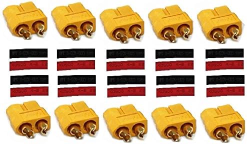Finware 10 (Female Only) XT60 XT-60 Bullet Connectors Plugs with Heat Shrink for RC Lipo Battery