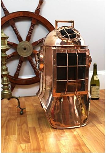 Antique Replica DIVER HELMET life size Solid Copper old nautical decor Rare Diving Decor