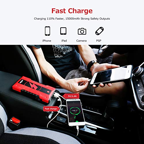 oasser Car Jump Starter Battery Booster 1000A Peak 15000mAh Jump Box Portable Power Pack for up to 7.0L Gasoline and 5.0L Diesel Engine