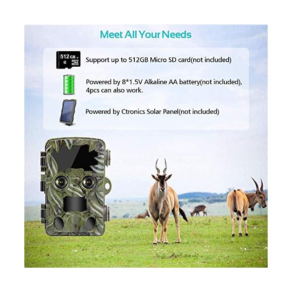 Outdoor-Trail-Kamera, 4 K, 20 MP, 170 Grad Weitwinkel, Sternenlicht, Nachtsicht, Jagdkamera, Bewegungsaktivierung… – Bild 6