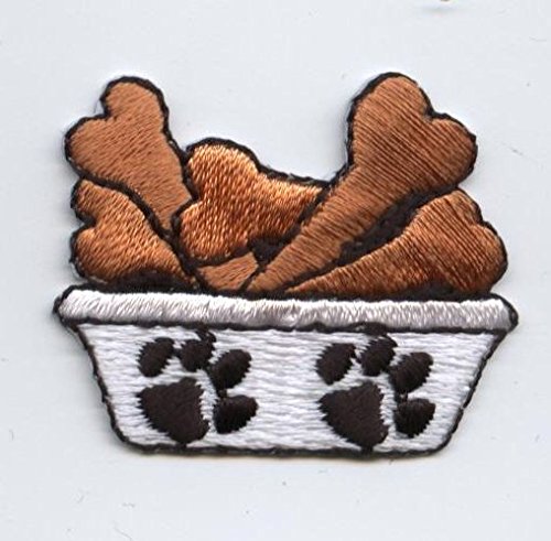 Dog Dish with Bones Iron on Embroidered Patch