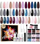 Modelones 20 Colors Dip Powder Nail Kit Starter, Nude Pink Gray Collection Acrylic Dipping Powder...