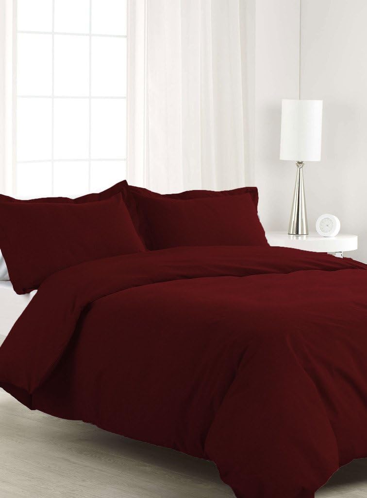 480 Thread Count 5 Piece King Size Duvet Cover Set with Extra Pillow Shams 100% Egyptian Cotton Premium Quality Solid Pattern Wine