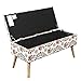 Otto & Ben Mid Century Ottoman with EASY LIFT Top, Upholstered Shoe Ottomans Seats for Entryway and Bedroom, Retro Floral