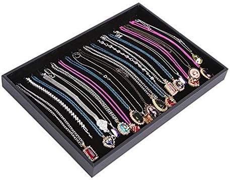 Glitterymall Black Velvet 20 Hooks Necklace Holder Organizer Pendants Choker Chains Bracelet Jewelry Display Storage Tray
