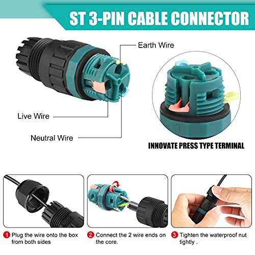 Kabelverbinder Wasserdicht IP68 - Kabelverbinder Wasserdicht 3-polig Erdkabel Verbindungsmuffe für Ø5-12 mm… – Bild 3