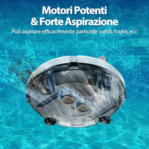 (2026 New) S1 Above Ground Pool Robot, Dual Drive Battery, 130 Min Autonomy for Above Ground Pools 120 m², Exceeds 18° Incline, Quick Drainage, Automatic Parking