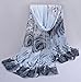 Women Rose Pattern Chiffon Elegant Scarves Vovotrade(Grey)