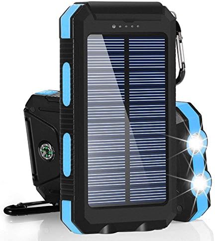 Solar Chargers 30,000mAh, Dualpow Portable Dual USB Solar Battery Charger External Battery Pack Phone Charger Power Bank with Flashlight for Smartphones Tablet Camera (Baby Blue)
