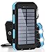 Solar Chargers 30,000mAh, Dualpow Portable Dual USB Solar Battery Charger External Battery Pack Phone Charger Power Bank with Flashlight for Smartphones Tablet Camera (Baby Blue)