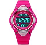 Misskt@ Children Watch Outdoor Sports Kids Boy Girls LED Digital Alarm Stopwatch Waterproof Children's Dress Watches Rose red