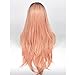 Life Diaries Ombre 2 Tones Auburn Pink Hair Synthetic Lace Front Wig Dark Roots Long Udreamy Nautral Straight Glueless Replacement Hair Wigs For Women Heat Resistant Fiber Hair Half Hand Tied 26 Inch