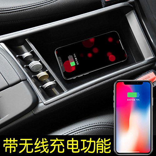 eLUUGIE Wireless Charger Mat Armrest Storage Box For iPhone X iPhone 8,8 Plus Glove Tray For BMW 5 Series G30 2018 (Black)
