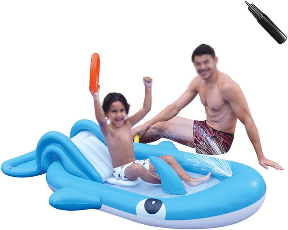 ZEIYUQI Inflatable Pool Slides for Kids PVC Anti-Slippery Foldable with Slide Kid Pool with Pump Children's Jet Pool,whale 210 * 130 * 35cm