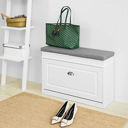 Haotian FSR82LW, Hallway Shoe Bench Shoe Rack Shoe with Flip