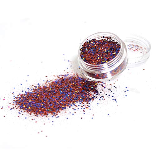 USA Colors Chunky Glitter Kit with Cosmetic Glue (2 Jars x 5g Each - Blue, Red & White) for America's Patriotic Events 4th of July, Independence Day, Veterans Day, Presidents Day and More - Non-Toxic