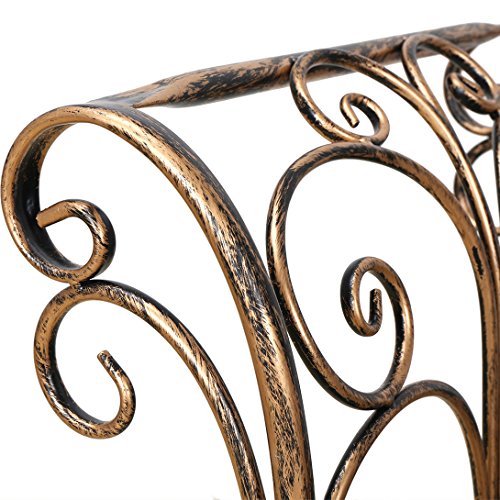 Gartenbank Metall Sitzbank mit Rückenlehne & Armlehne Eisenbank für 2-3 Sitzer Ruhebank Retro-Stil Bank für Garten Park Balkon (Bronze) – Bild 5