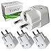 Yuauy 3 PCs 2 in 1 America US USA to EU Europe Euro Charger Adapter Wall Plug Power Jack Converter for Germany France Europe Russia Grounded Travel Home White