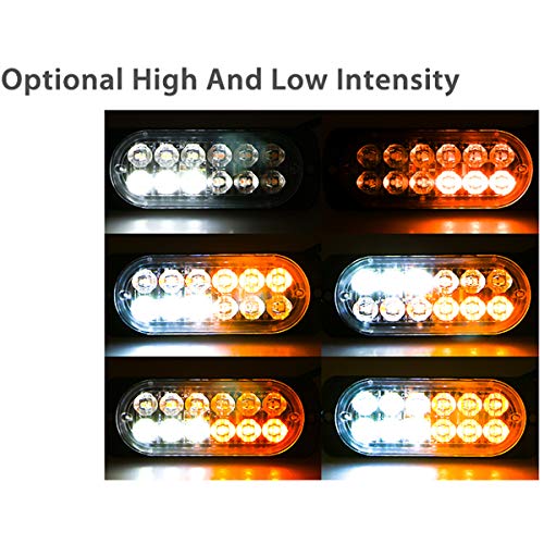 Amber 12-Led Flashing Caution Strobe Lights for Truck Car Vehicle, Warning Emergency light,Surface Mount Beacon Plow Safety Strobe Light Bar for Trailer Van Motorcycle(4 PACK)