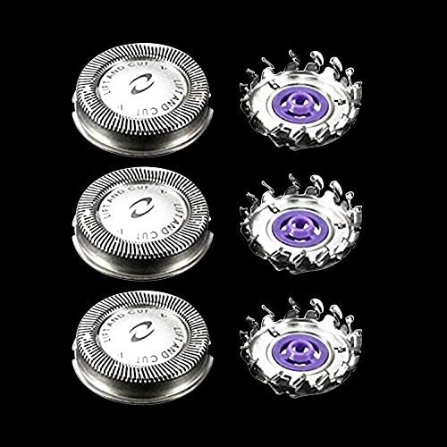 3 Pack Shaver Heads Philips AT620 Replacement Rotary Blades HQ4, Mens Electric Shaver Shaving Head Blades Spares DualPrecision for Men a Close Shave Comfortable.