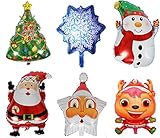 King&Pig 6pcs/Set Christams Foil Mylar Helium Aluminum Film Balloons for Party Brithday Festival Christmas Decorations （Santa Claus/Santa Claus Head/Snow/Christmas Tree/Reindeer/Snowman）