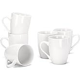 MIWARE 11 Ounce Porcelain Mugs, Set of 6, Tea and Coffee Mug Set, Ivory White (Ivory White, 11OZ)