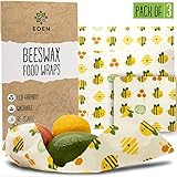 Beeswax Food Wrap Set | 3- Pack Reusable Bees Wax Cover Paper Wraps for Food Storage | Eco Friendly, Sustainable, Plastic Free Beeswrap Set| Small, Medium & Large Bee Wrap for Home & Outdoors