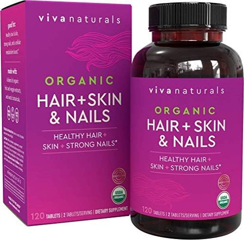 Amazon Com Organic Hair Skin And Nails Vitamins For Women With Biotin Hair Vitamins And Skin Vitamins That Promotes Healthy Hair And Nail Growth 120 Tablets Health Personal Care