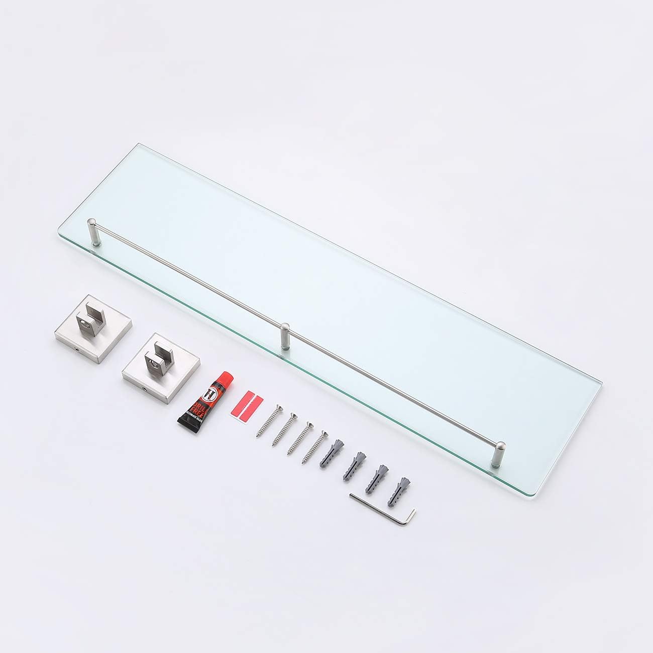 KES Bathroom Glass Shelf 1 Tier Shower Caddy Bath Basket Stainless Steel RUSTPROOF Wall Mount NO Drilling Brushed Finish, A2420ADG-2 - - 