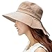 Packable Womens Summer Flap Cover Cap Cotton UPF 50+ Sun Shade Hat with Neck Cord Wide Brim Khaki Medium 56-57cm