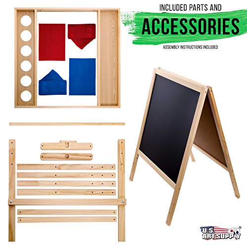 US Art Supply Cardiff Children's Art Activity Easel with Easel Paper Roll, 2 Large Storage Bins