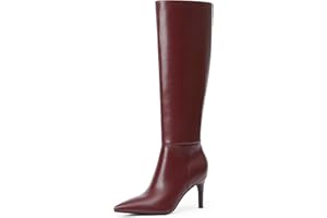 Easyfox Knee High Boots Women Pointed Toe Tall Boots 3 In Stiletto High Heel Long Boots Side Zipper Dress Knee High Boots