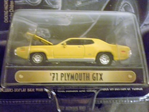 1971 Plymouth GTX (yellow) Motor Trend 50th Anniversary Edition 1:64 scale die-cast by Racing Champions with openable hood and rubber tires