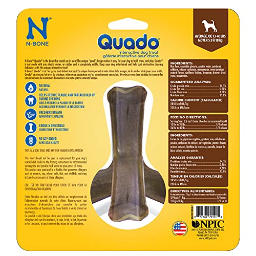 N-BONE QUADO INTERACTIVE TREAT, BBQ FLAVOR, MEDIUM, 2.8OZ