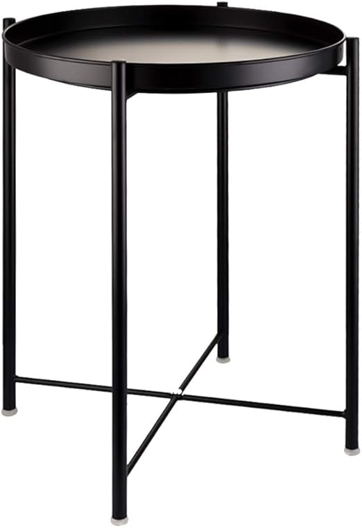 Amazon Com Eknitey End Table Folding Metal Side Table Waterproof Small Coffee Table Sofa Side Table With Removable Tray For Living Room Bedroom Balcony And Office Black Home Kitchen
