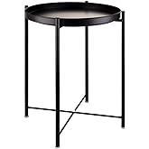 EKNITEY Small Side End Table - Metal Side Table with Removable Tray | Waterproof, Rustproof, Sofa Side Table, Small Coffee Table, Indoor Outdoor Use, for Living Room Bedroom Balcony and Office