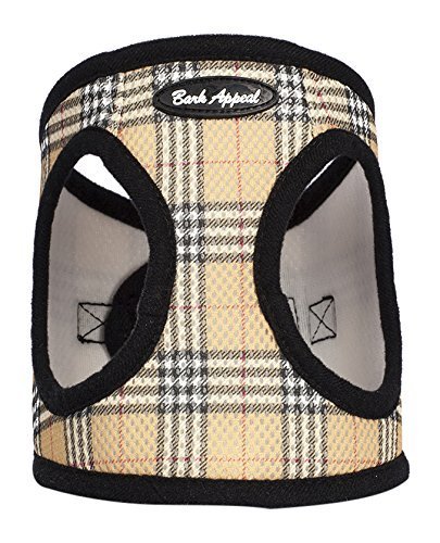 Bark Appeal Mesh Step in Harness, XX-Small, Tan Plaid