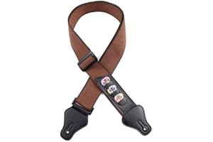 Guitar Strap-Acoustic Electric Guitar Straps,Bass Guitar Strap with 3 Guitar Picks Holder Ends
