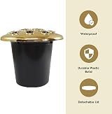 Caliko Grave Flower Holders Set of 2 Gold Lids Grave Vases for Memorials view 3