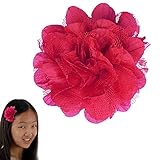 Peony Flower Hair Clip - Girl TruStay Clip - Best NO Slip Barrette For Fine Hair (GD3-Hot Pink)