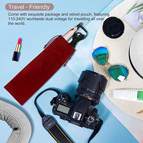 CREATESTAR 1 inch Infrared Flat Iron Ceramic Ionic Hair Straightener with Adjustable Temp | Dual Voltage | Incl Glove & Pouch Travel Hair Straightening Iron for Shiny & Silky Hair -Pink