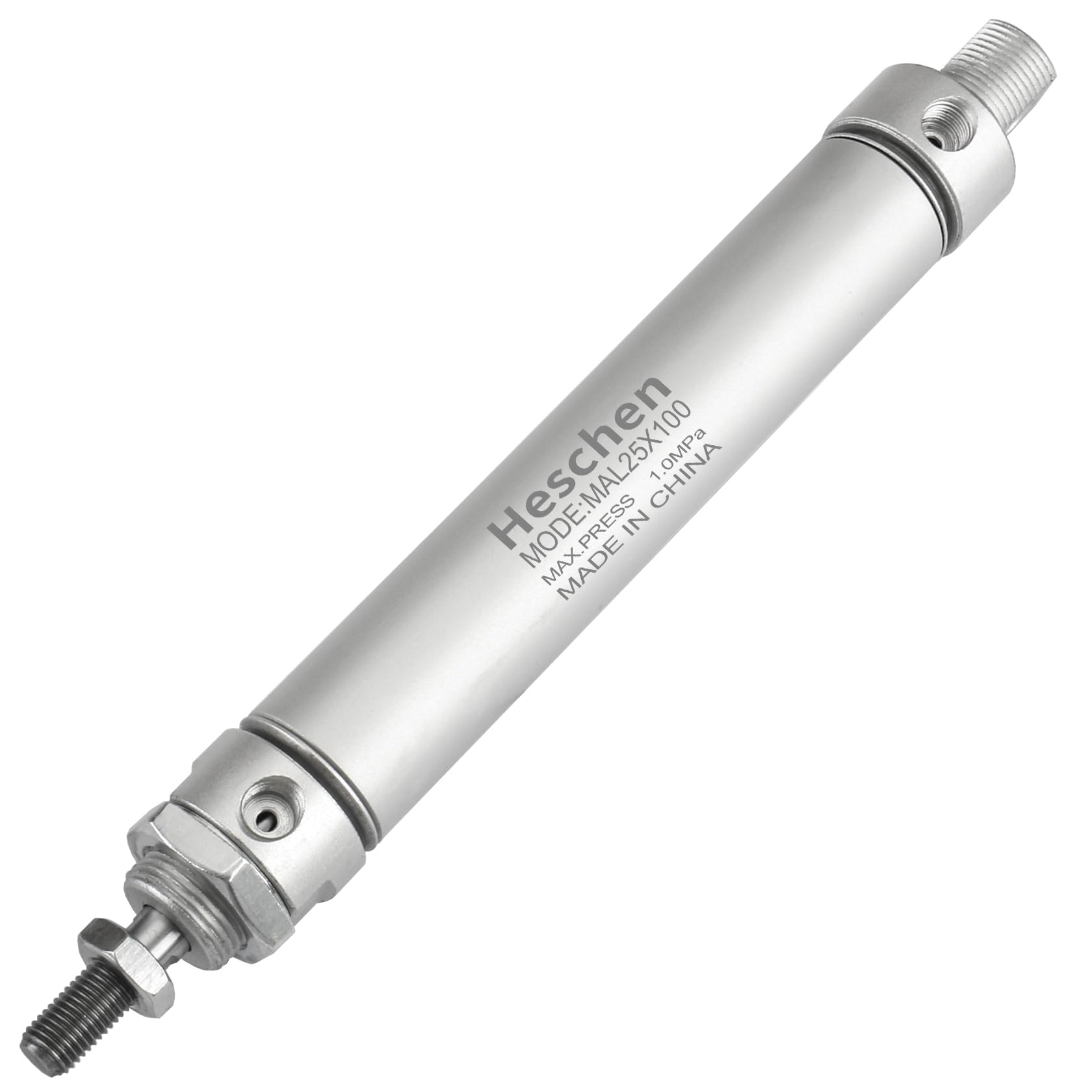 Heschen Pneumatic Slim Air Cylinder MAL 25-100 PT1/8 Port 25mm Bore 100mm Stroke Double Acting (100mm Stroke)
