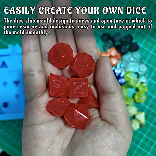 DND Dice Mold Silicone 7 Standard Polyhedral Sharp Edge Dice Slab Mould