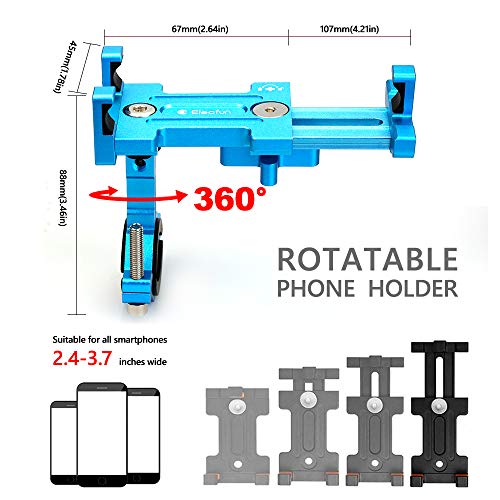 ELECFUN Bike Phone Mount, 360° Rotation Aluminum Phone Holder for Bicycle, Motorcycle, Adjustable Handlebar Rack for iPhone X 8 7 6 | Plus, Galaxy S9 S8 S7 | Plus, All 2.4"-3.7" Wide Phones - Thumbnail 2