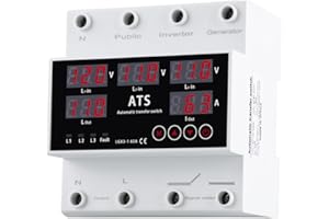 MARSTEK Automatic Transfer Switch,Automatic Switching Between Utility Power、Generator and Inverter,Overcurrent Protection,Overvoltage and undervoltage Protection,63A