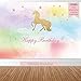 Allenjoy 8x6ft Photography backdrops Watercolor Colorful Unicorn Children Birthday Party Banner Gold Golden Glitter Glamour Sparkle Stars Photo Studio Booth Background Newborn Baby Shower photocall