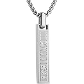HZMAN Stainless Steel Roman Numerals Silver Gold Black Bar Necklaces for Men Vertical Bar Geomretic Pendant 22+2In Chain
