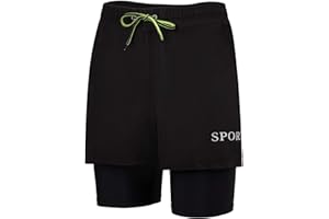 KANAV Mens Swim Trunks with Compression Liner 2 in 1 Quick-Dry Swim Shorts Lined Board Shorts